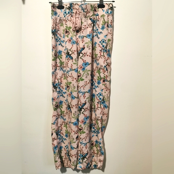 Cynthia Rowley Pink, Blue & Green Floral and Birds Pajama Pants - Picture 1 of 9
